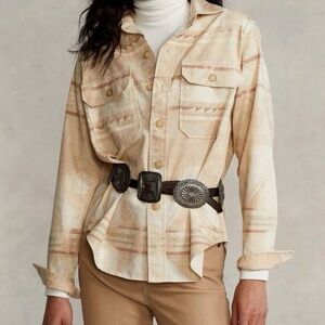 Polo RL Southwestern Aztec Cotton Twill Button Down Shirt Boho Western Chic Sz M